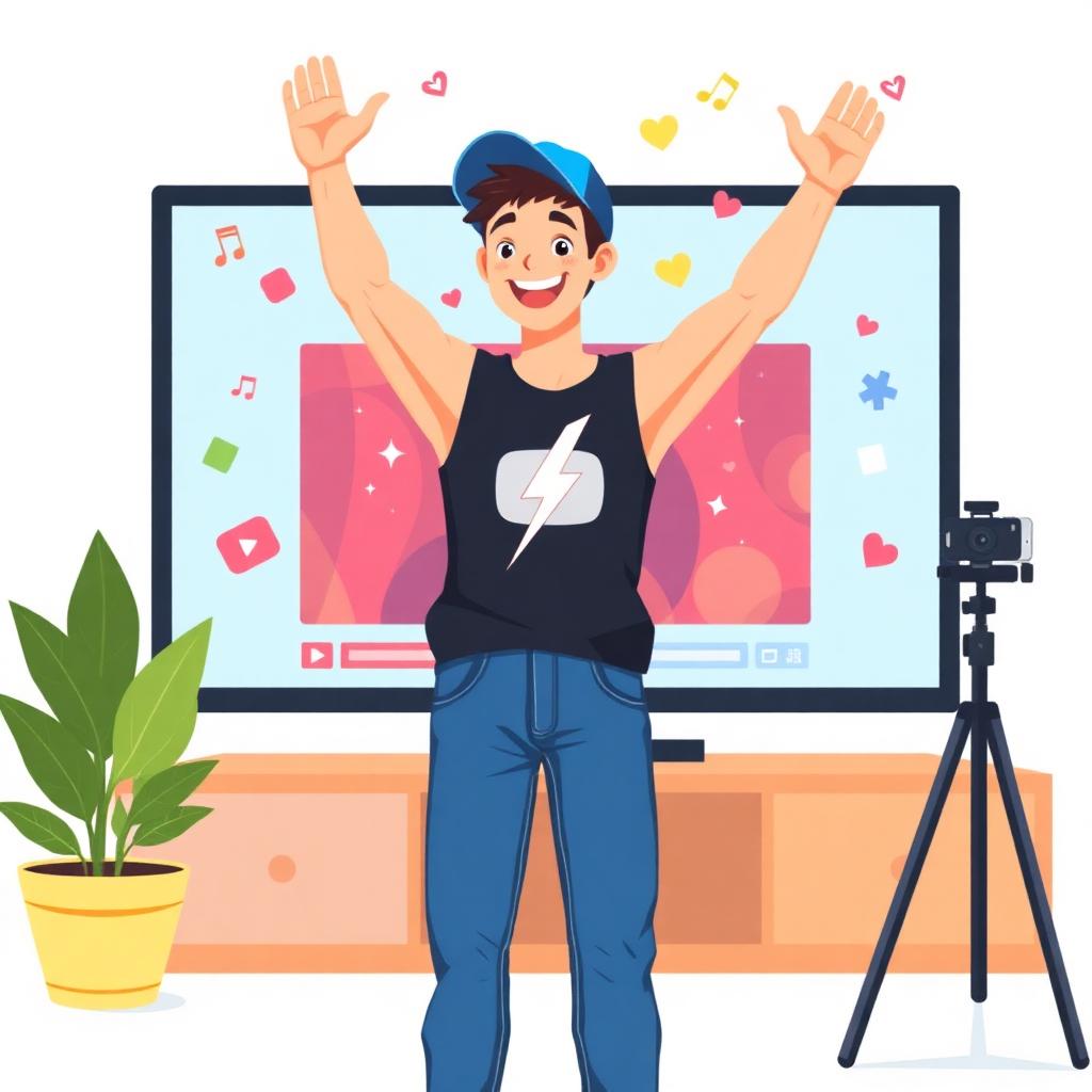 Creator celebrating YouTube video views
